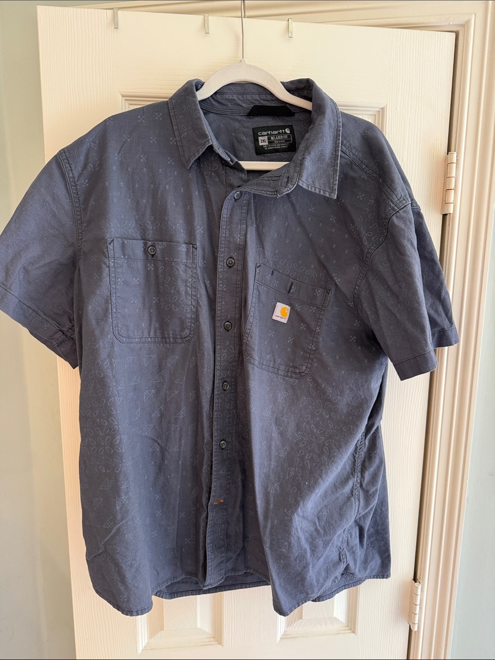 Carhartt Men’s Short-Sleeve Button-Down Shirt - Navy Blue